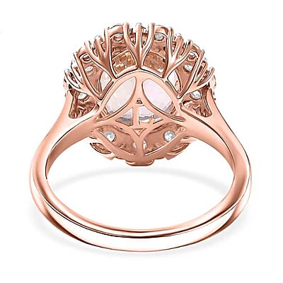 Certified & Appraised AAA Pink Morganite and Luxuriant Lab Grown Diamond G-H SI 4.06 ctw Ring in 10K Rose Gold (Size 9.0)