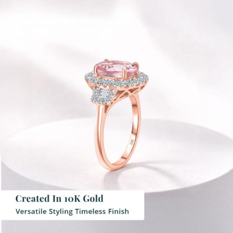 Certified & Appraised AAA Pink Morganite and Luxuriant Lab Grown Diamond G-H SI 3.35 ctw Ring in 10K Rose Gold (Size 10.0)