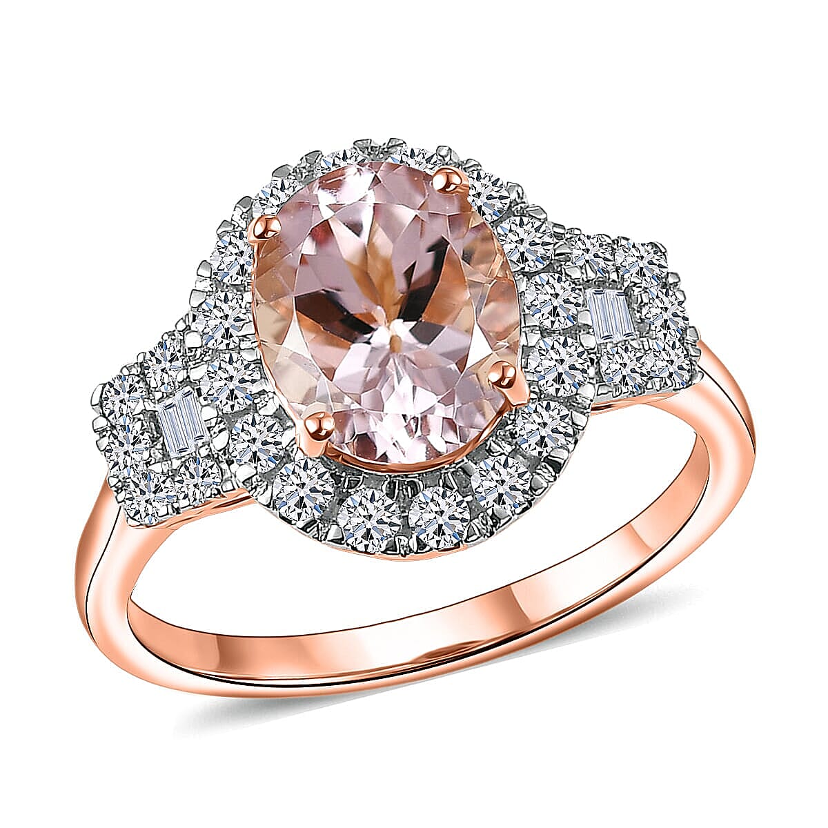 Certified & Appraised AAA Pink Morganite and Luxuriant Lab Grown Diamond G-H SI 3.36 ctw Ring in 10K Rose Gold (Size 10.5)