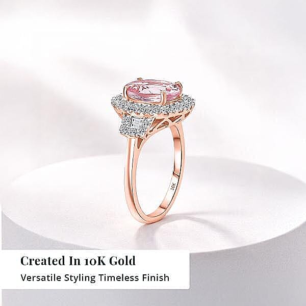 Certified & Appraised AAA Pink Morganite and Luxuriant Lab Grown Diamond G-H SI 3.36 ctw Ring in 10K Rose Gold (Size 10.5)