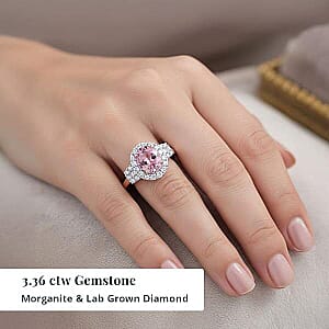 Certified & Appraised AAA Pink Morganite and Luxuriant Lab Grown Diamond G-H SI 3.36 ctw Ring in 10K Rose Gold (Size 5.0)