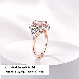 Certified & Appraised AAA Pink Morganite and Luxuriant Lab Grown Diamond G-H SI 3.36 ctw Ring in 10K Rose Gold (Size 5.0)