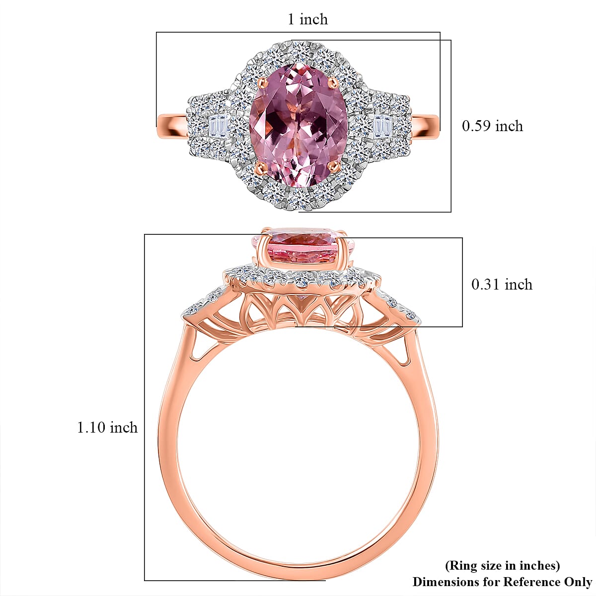 Certified & Appraised AAA Pink Morganite and Luxuriant Lab Grown Diamond G-H SI 3.36 ctw Ring in 10K Rose Gold (Size 7.0) image number 5