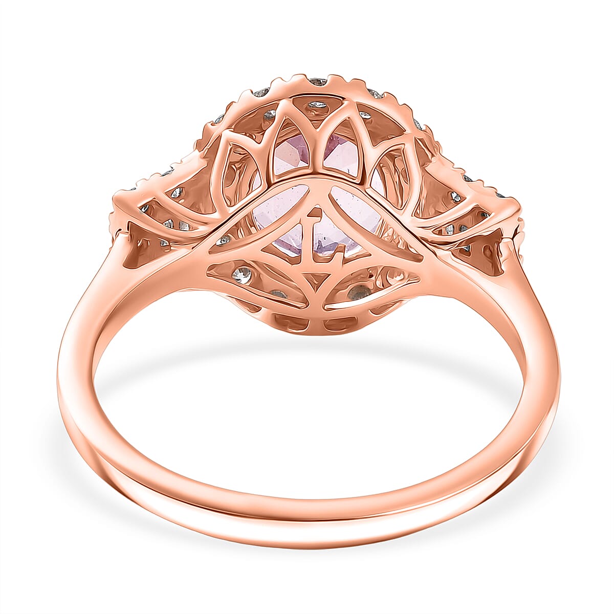 Certified & Appraised AAA Pink Morganite and Luxuriant Lab Grown Diamond G-H SI 3.36 ctw Ring in 10K Rose Gold (Size 8.0) image number 4