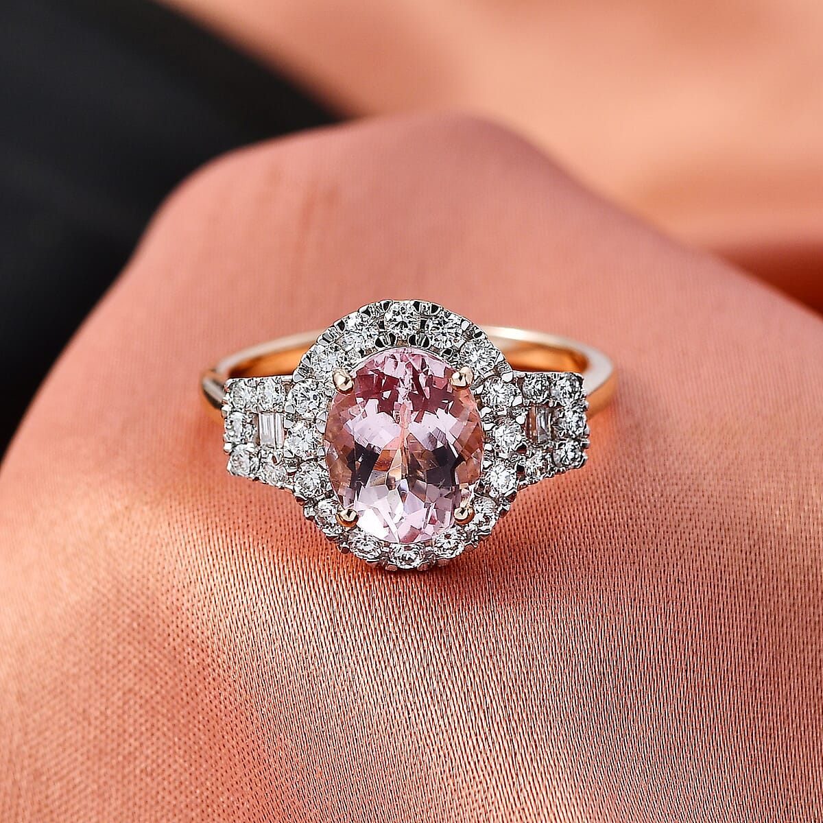 Certified & Appraised AAA Pink Morganite and Luxuriant Lab Grown Diamond G-H SI 3.36 ctw Ring in 10K Rose Gold (Size 9.0) image number 1