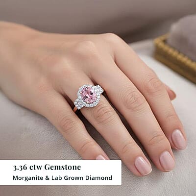 Certified & Appraised AAA Pink Morganite and Luxuriant Lab Grown Diamond G-H SI 3.35 ctw Ring in 10K Rose Gold (Size 9.0)