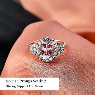 Certified & Appraised AAA Pink Morganite and Luxuriant Lab Grown Diamond G-H SI 3.35 ctw Ring in 10K Rose Gold (Size 9.0)