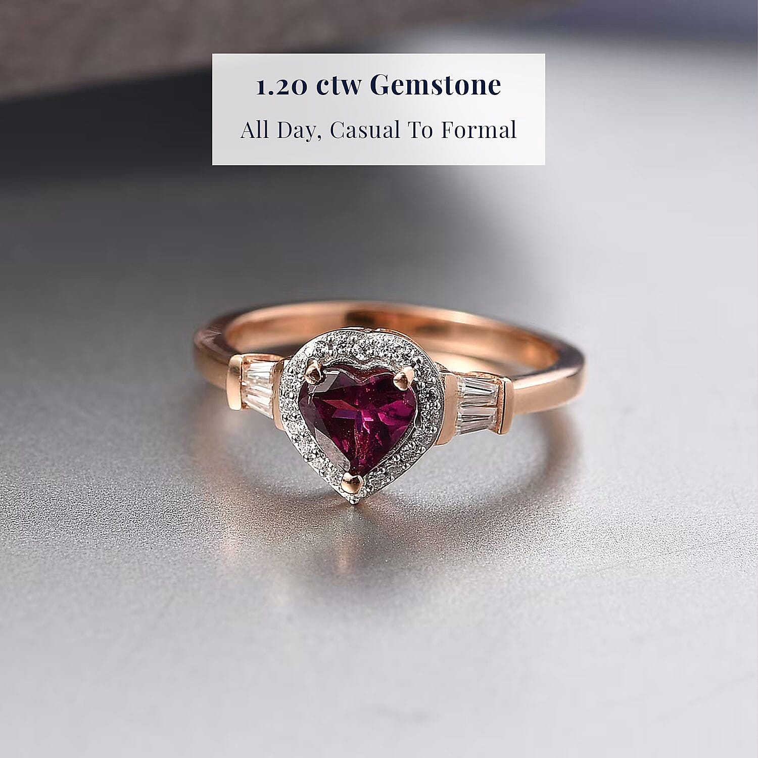 D'Joy AAA Radiant Ember Garnet and Moissanite 1.20 ctw Ring in 18K Vermeil Rose Gold Over Sterling Silver (Size 7.0)