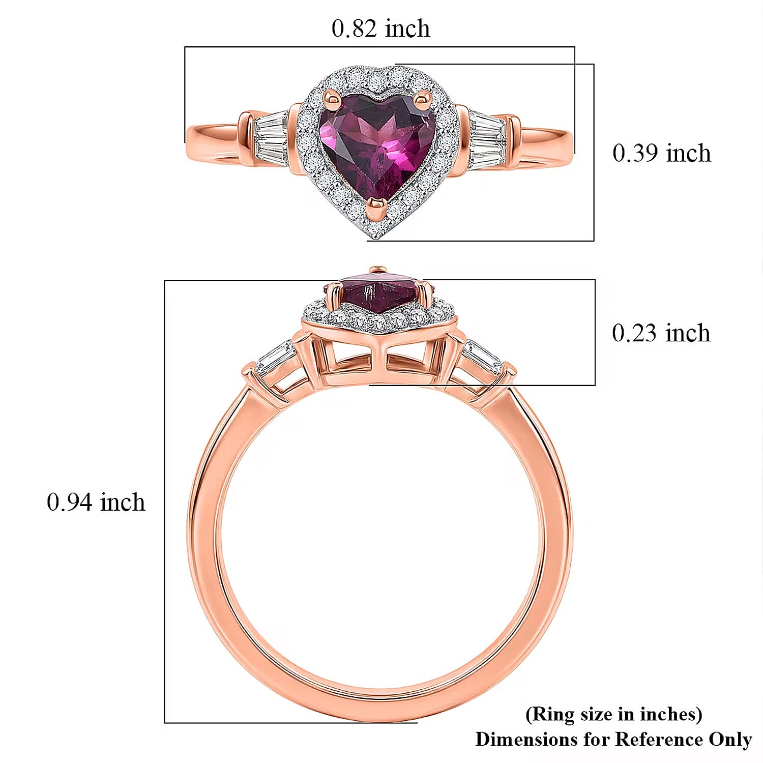D'Joy AAA Radiant Ember Garnet and Moissanite 1.20 ctw Ring in 18K Vermeil Rose Gold Over Sterling Silver (Size 7.0)