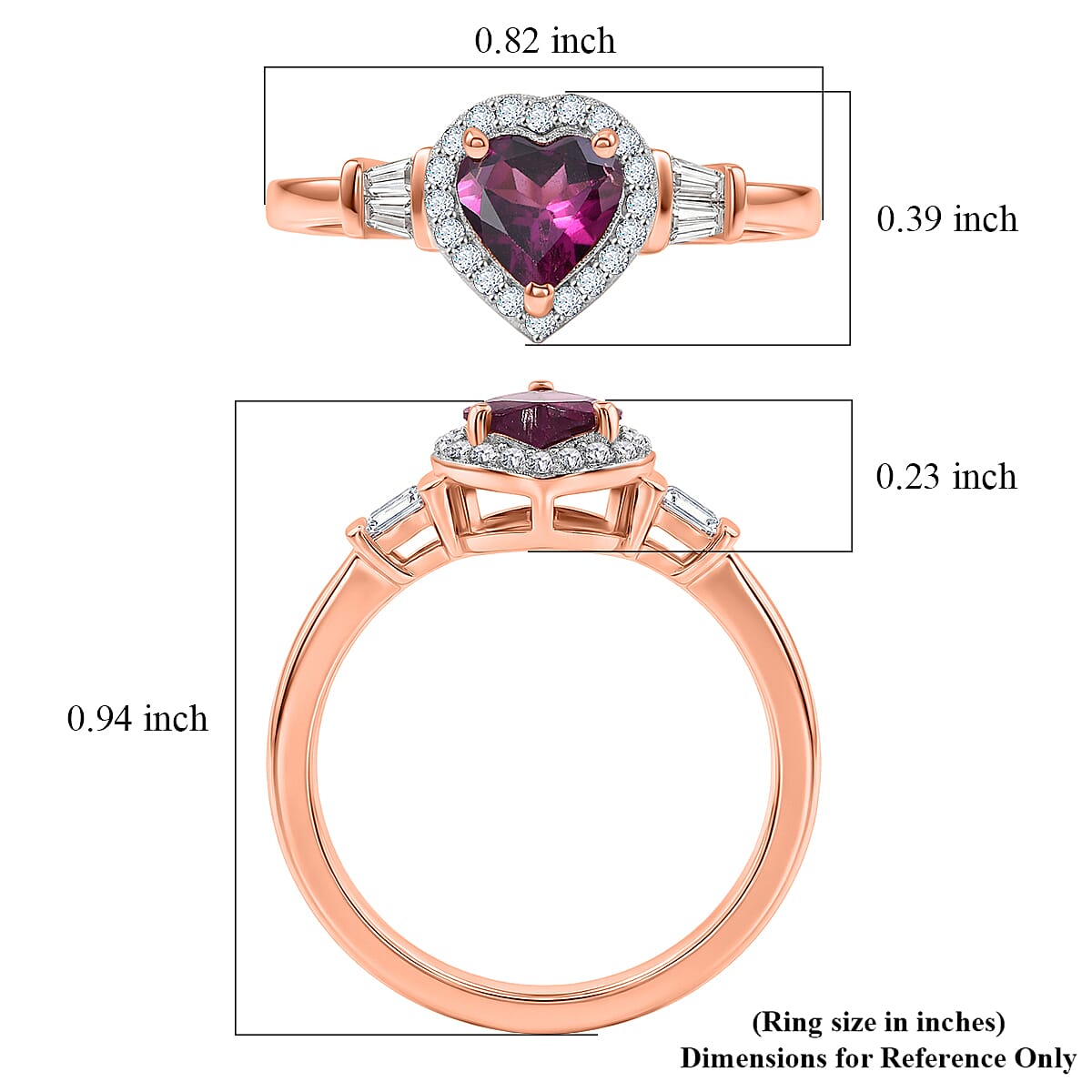 D'Joy AAA Radiant Ember Garnet, Moissanite Ring in 18K Vermeil RG Over Sterling Silver (Size 7.0) 1.20 ctw image number 5