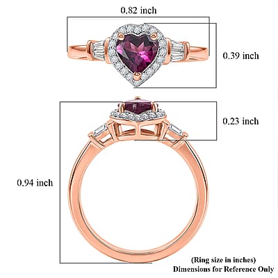D'Joy AAA Radiant Ember Garnet and Moissanite 1.20 ctw Ring in 18K Vermeil Rose Gold Over Sterling Silver (Size 7.0)