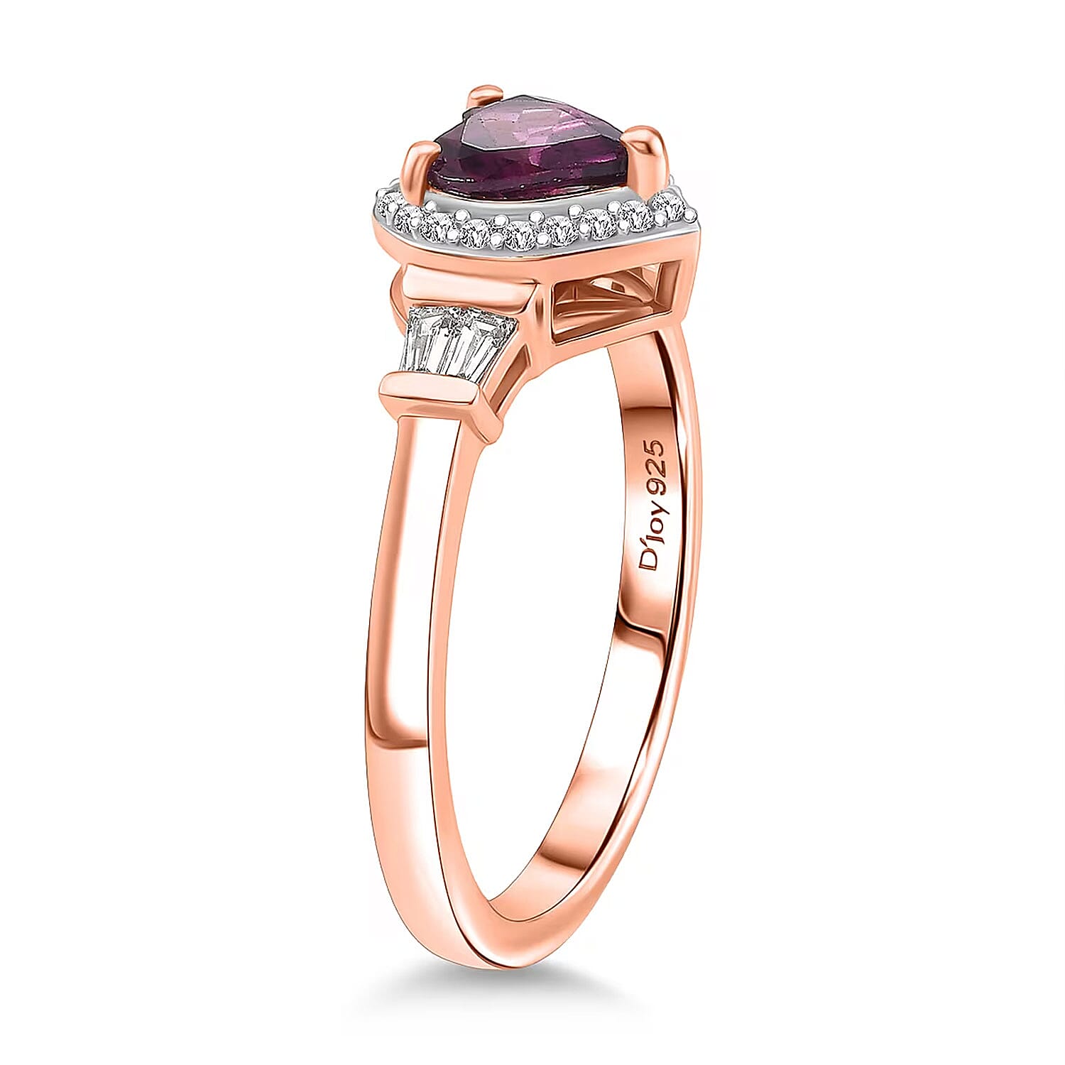 D'Joy AAA Radiant Ember Garnet and Moissanite 1.20 ctw Ring in 18K Vermeil Rose Gold Over Sterling Silver (Size 7.0)