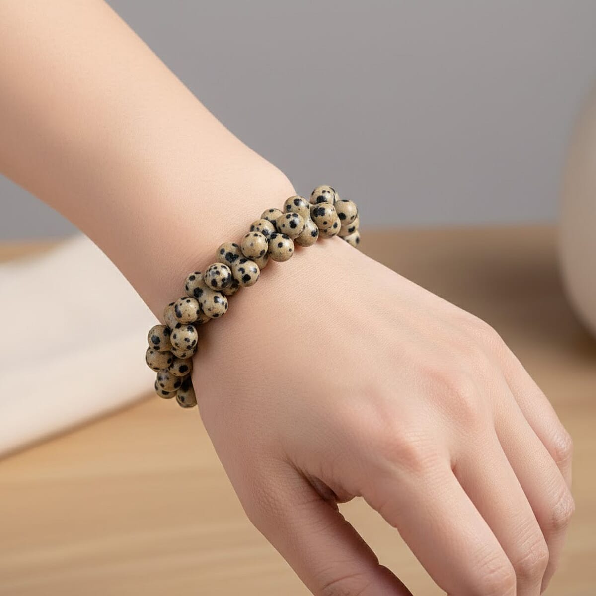 Peanut Dalmation Jasper Stretch Bracelet 116.90 ctw image number 2