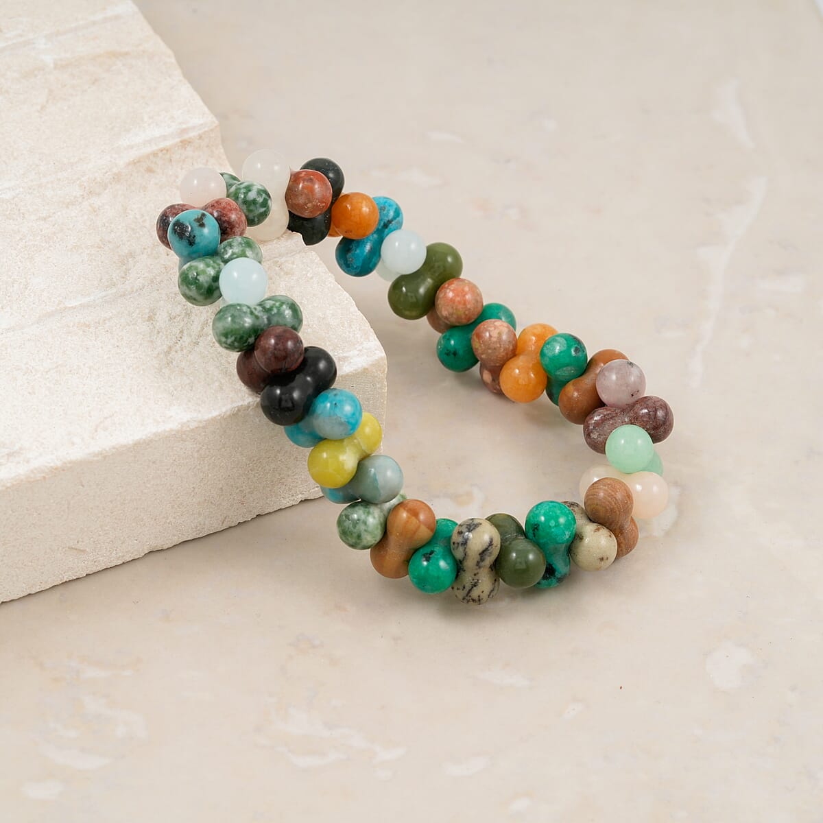 Multi Gemstones Stretch Bracelet 130.35 ctw image number 1