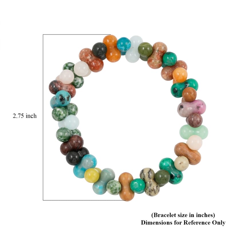 Multi Gemstones Beaded Stretch Bracelet 130.35 ctw