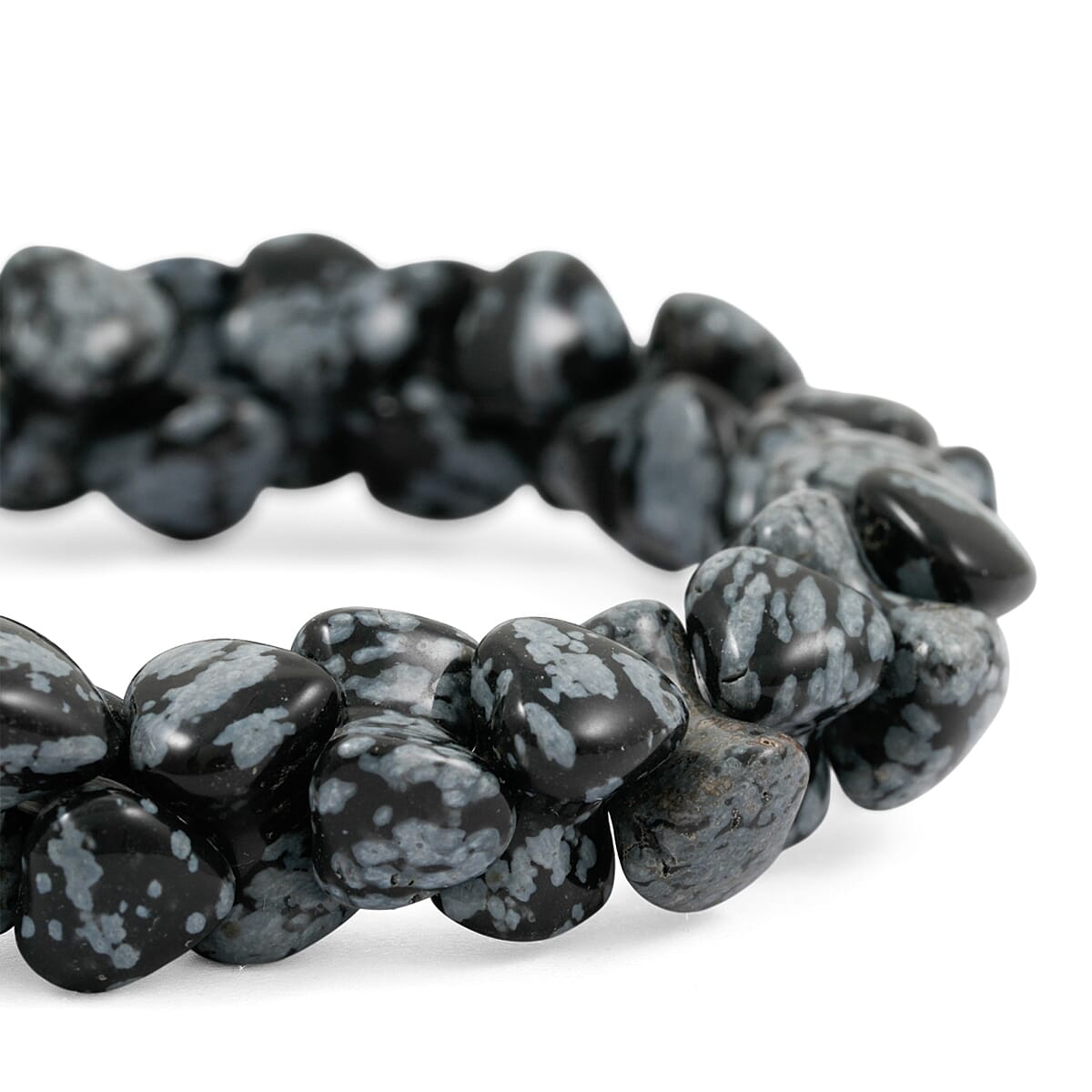 Snow Flake Obsidian Stretch Bracelet 135.75 ctw image number 3