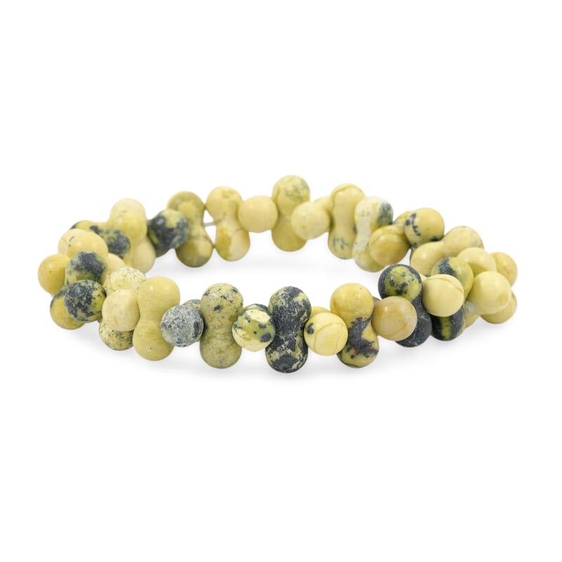GCS Peanut Yellow Turquoise Beaded Stretch Bracelet 106.90 ctw