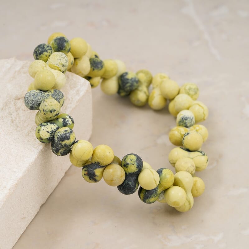 GCS Peanut Yellow Turquoise Beaded Stretch Bracelet 106.90 ctw