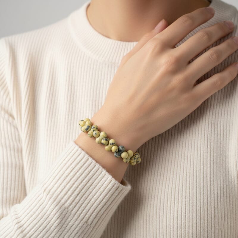 GCS Peanut Yellow Turquoise Beaded Stretch Bracelet 106.90 ctw