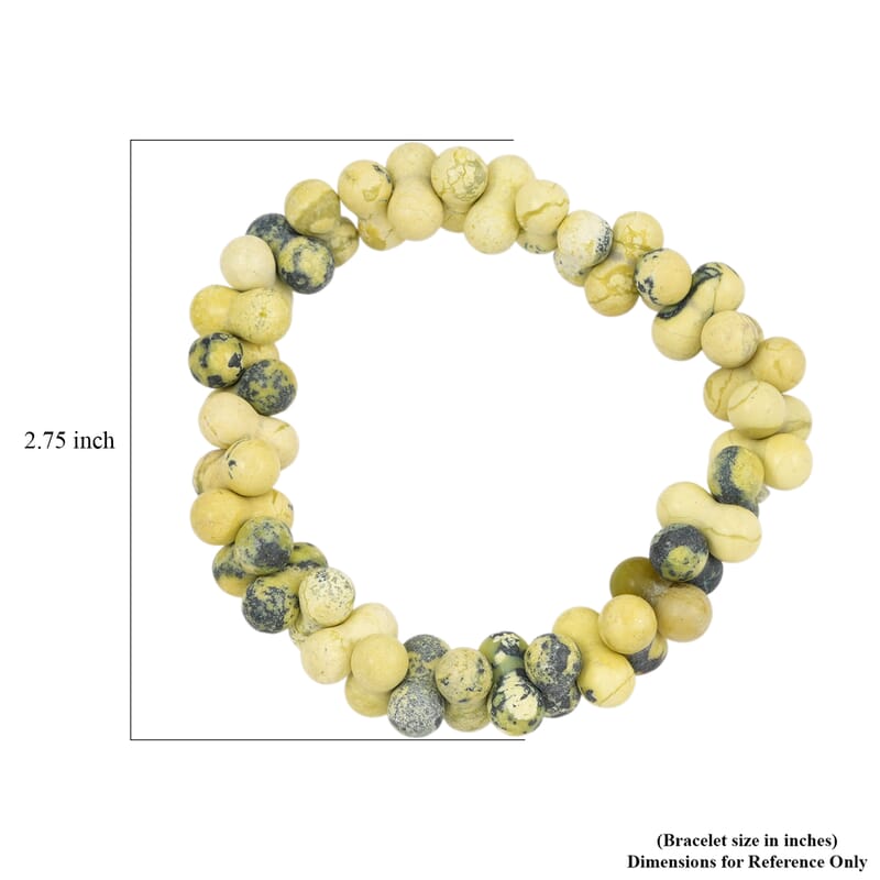 GCS Peanut Yellow Turquoise Beaded Stretch Bracelet 106.90 ctw