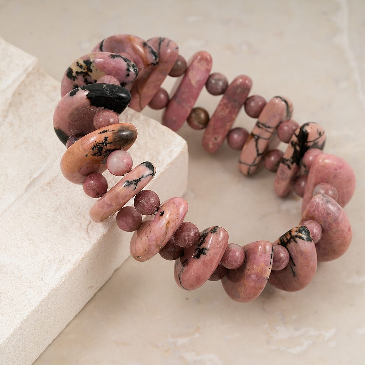 Pink Ocean Jasper Stretch Bracelet 473.80 ctw image number 1