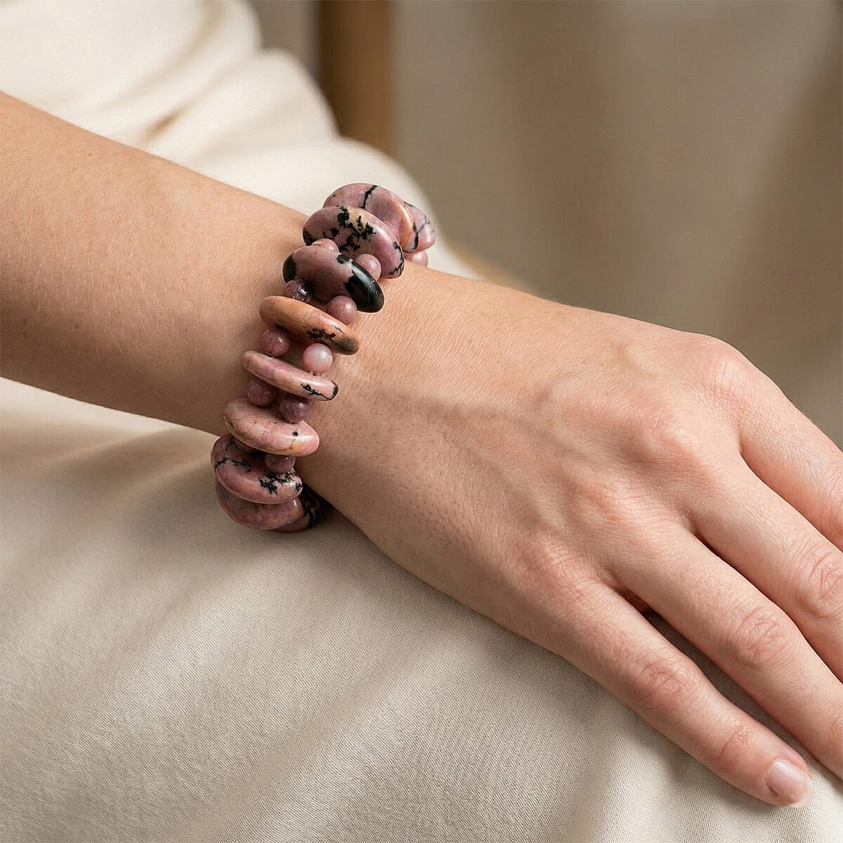 Pink Ocean Jasper Stretch Bracelet 473.80 ctw image number 2