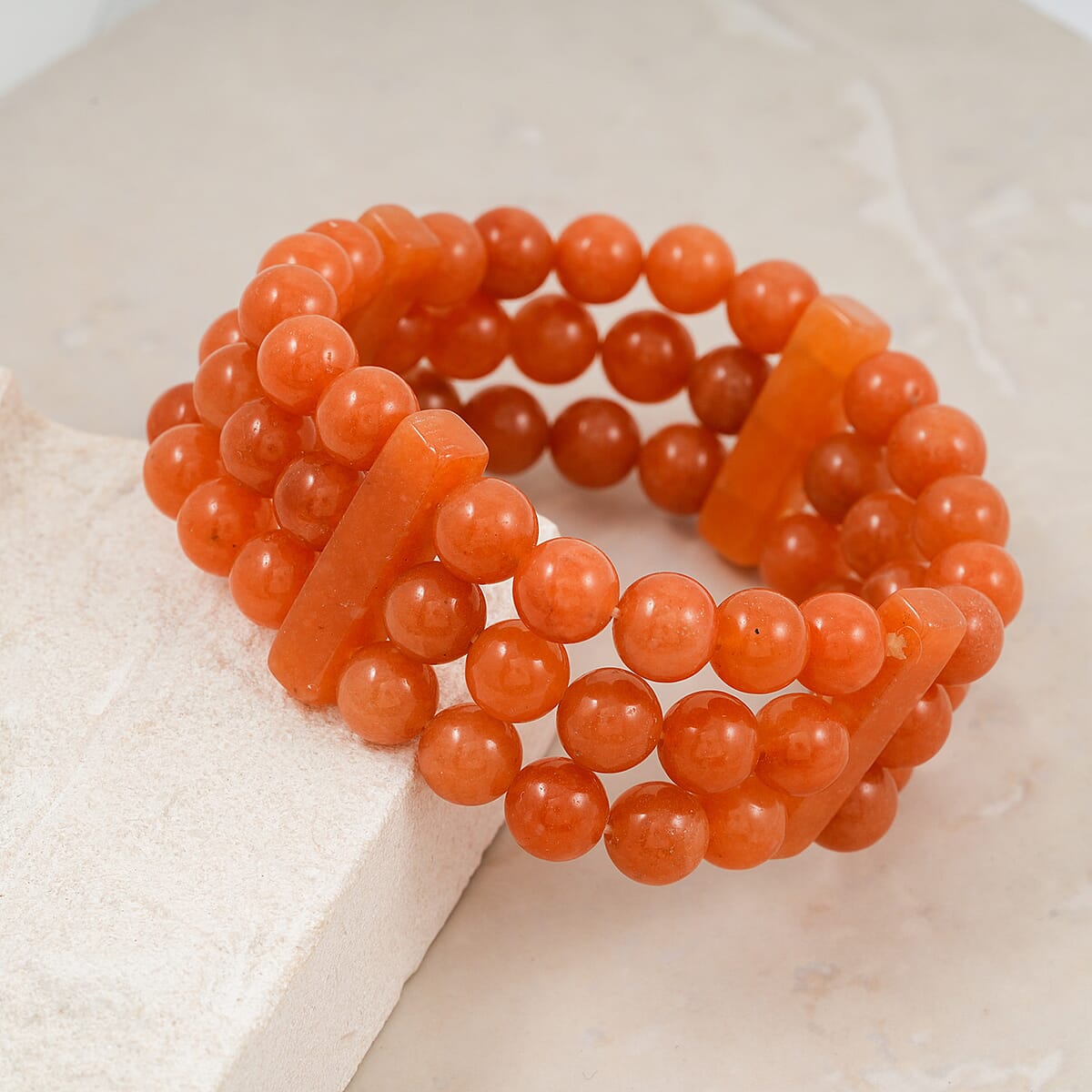 Red Aventurine Stretch Bracelet 260.30 ctw image number 1