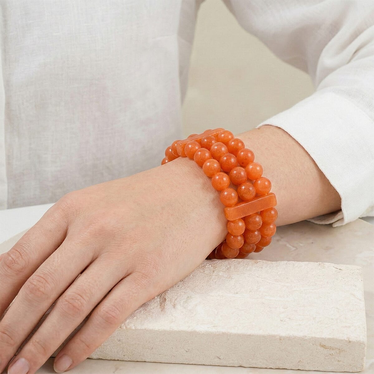 Red Aventurine Stretch Bracelet 260.30 ctw image number 2