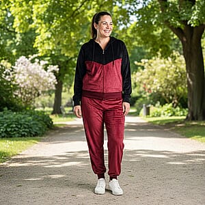 Lee Hanton 2 Piece Color Block Valour Set- Burgundy and Black - Large