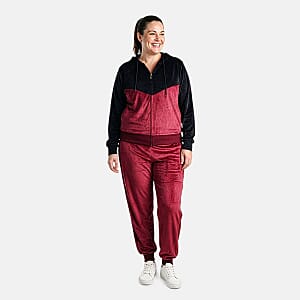 Lee Hanton 2 Piece Color Block Valour Set- Burgundy and Black - Small