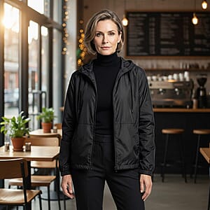 Hanton Black Packable Windbreaker - Large