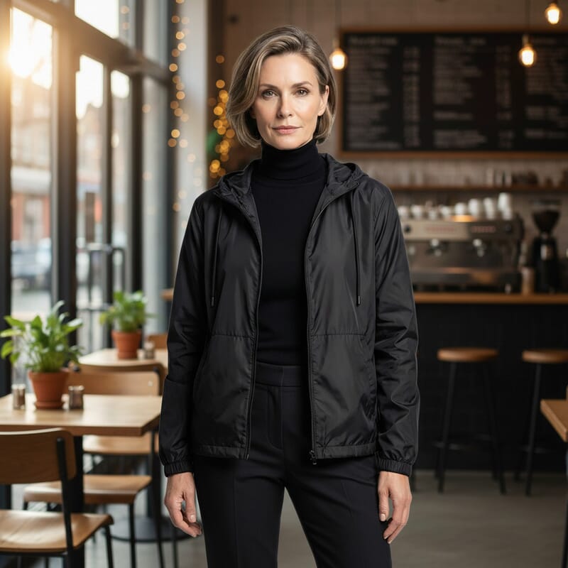 Hanton Black Packable Windbreaker - Large