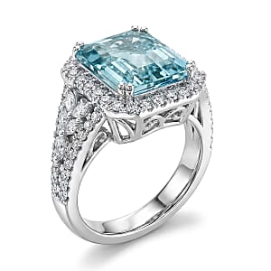 Chairman Collection Certified & Appraised Rhapsody AAAA Santa Maria Aquamarine and E-F VS Diamond 6.47 ctw Ring in 950 Platinum (Size 7.0) 11.76 Grams