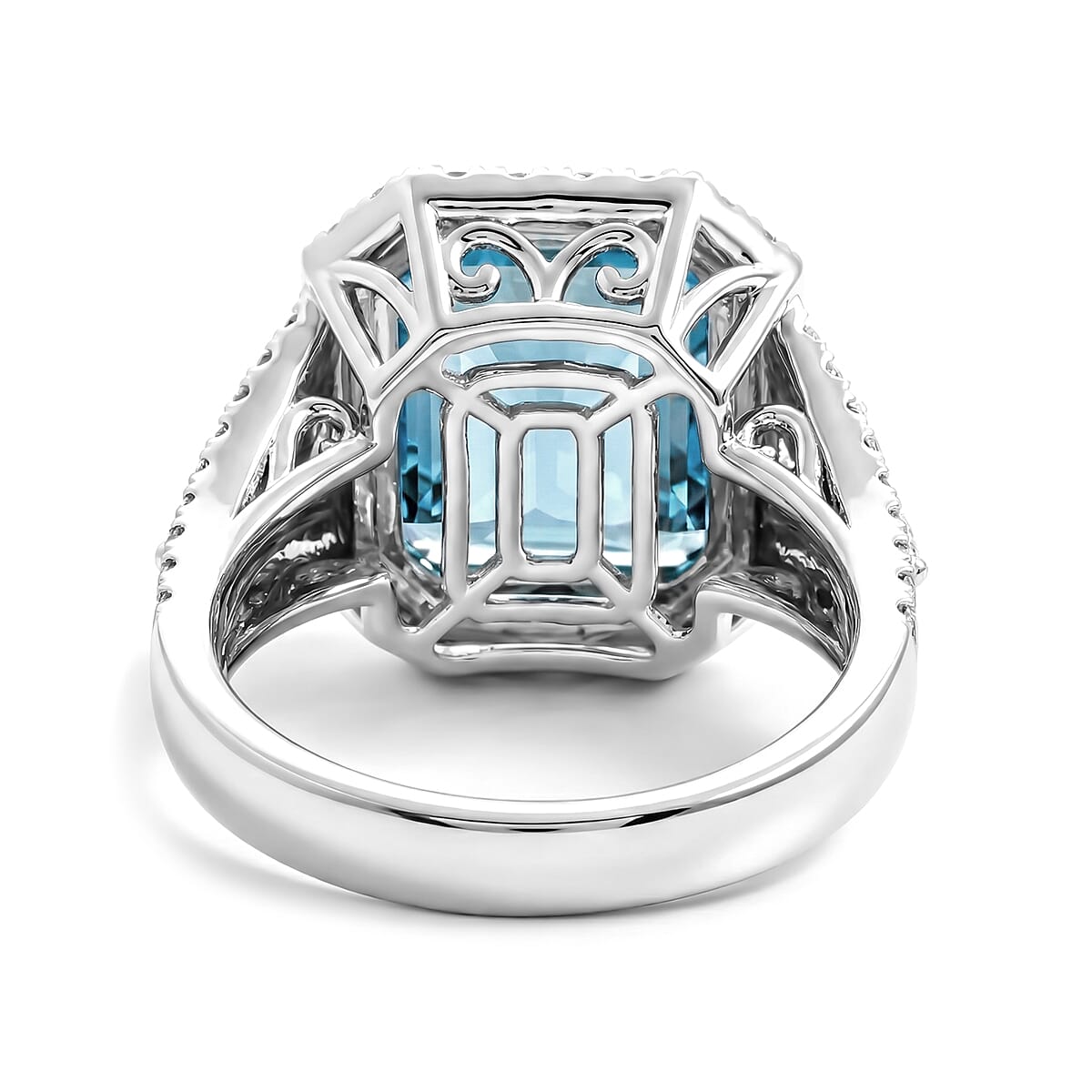 Chairman Collection Certified & Appraised Rhapsody AAAA Santa Maria Aquamarine and E-F VS Diamond 6.47 ctw Ring in 950 Platinum (Size 7.0) 11.76 Grams image number 4