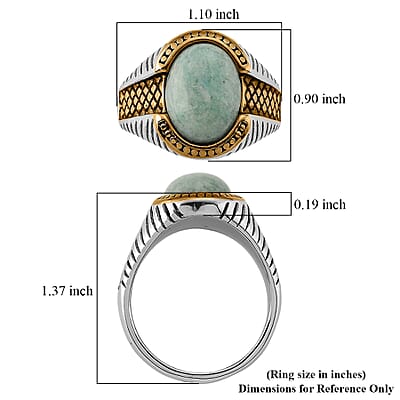 Amazonite 3.00 ctw Two-tone Ring in ION Plated YG and Stainless Steel (Size 10.0)