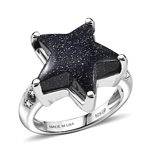 GP Whispers of Murano Style and White Zircon 0.10 ctw Star Ring in Rhodium Over Sterling Silver (Size 10.0) (Del. in 8-10 Days)