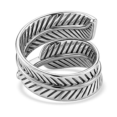 Blue Howlite 0.30 ctw Feather Men's Ring in Stainless Steel (Size 12.5)