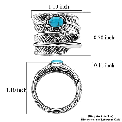 Blue Howlite 0.30 ctw Feather Men's Ring in Stainless Steel (Size 12.5)