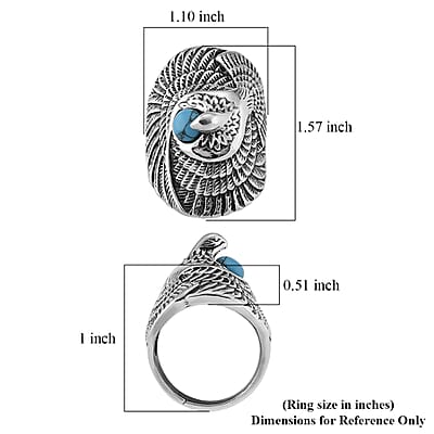 Blue Howlite 0.30 ctw Eagle Men's Ring in Stainless Steel (Size 11.75)