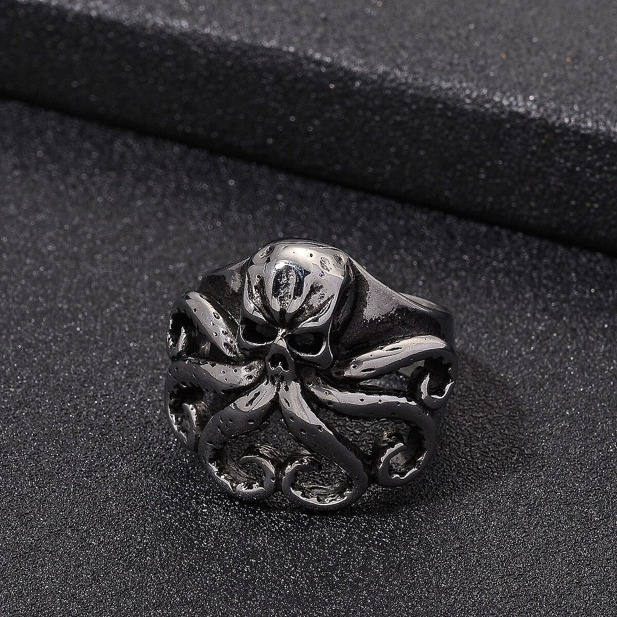 Octopus Skull Men's Ring in Stainless Steel (Size 11.0) image number 1
