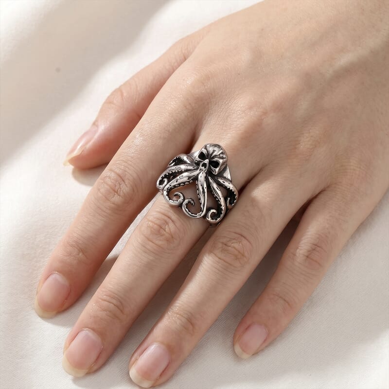 Octopus Skull Men's Ring in Stainless Steel (Size 11.0)