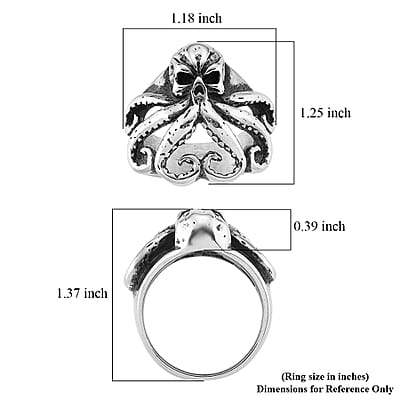 Octopus Skull Men's Ring in Stainless Steel (Size 11.75)
