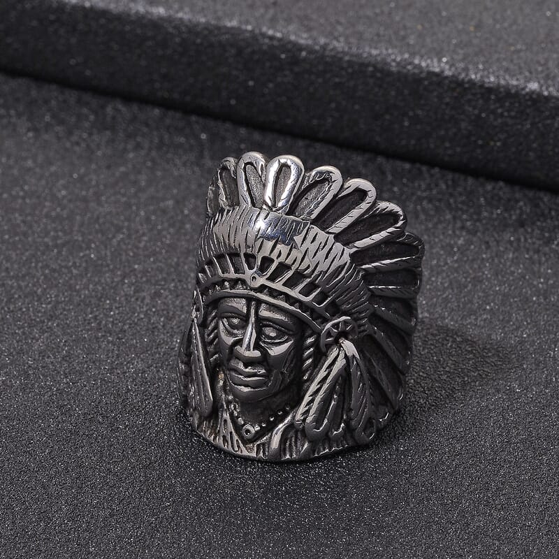 Native American Men's Ring in Stainless Steel (Size 12.0)