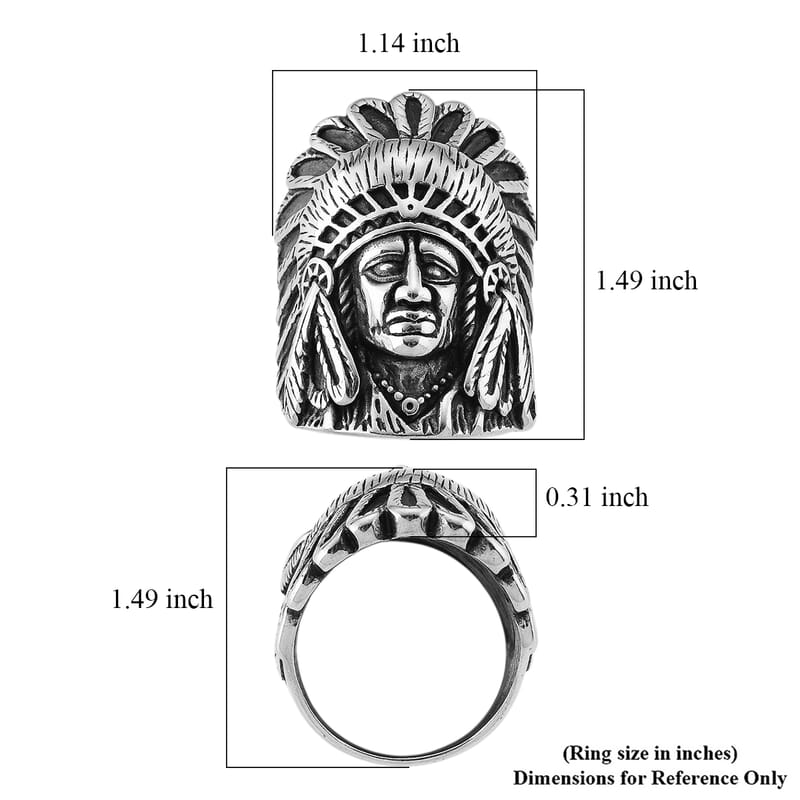 Native American Men's Ring in Stainless Steel (Size 12.0)