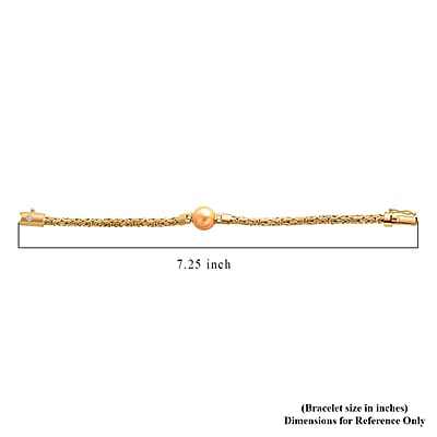D'Joy Bali Legacy South Sea Golden Cultured Pearl and Lab Grown Diamond G-H SI 0.05 ctw Bracelet in 22K Vermeil YG Over Sterling Silver (7.25 In)
