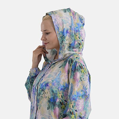La Marey Multi Art Print Long Sleeve Hooded Top - L/XL