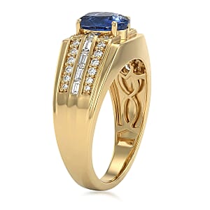 EverTrue Premium Kashmir Kyanite and White Topaz 3.75 ctw Men's Ring in 18K YG Plated (Size 10.0)