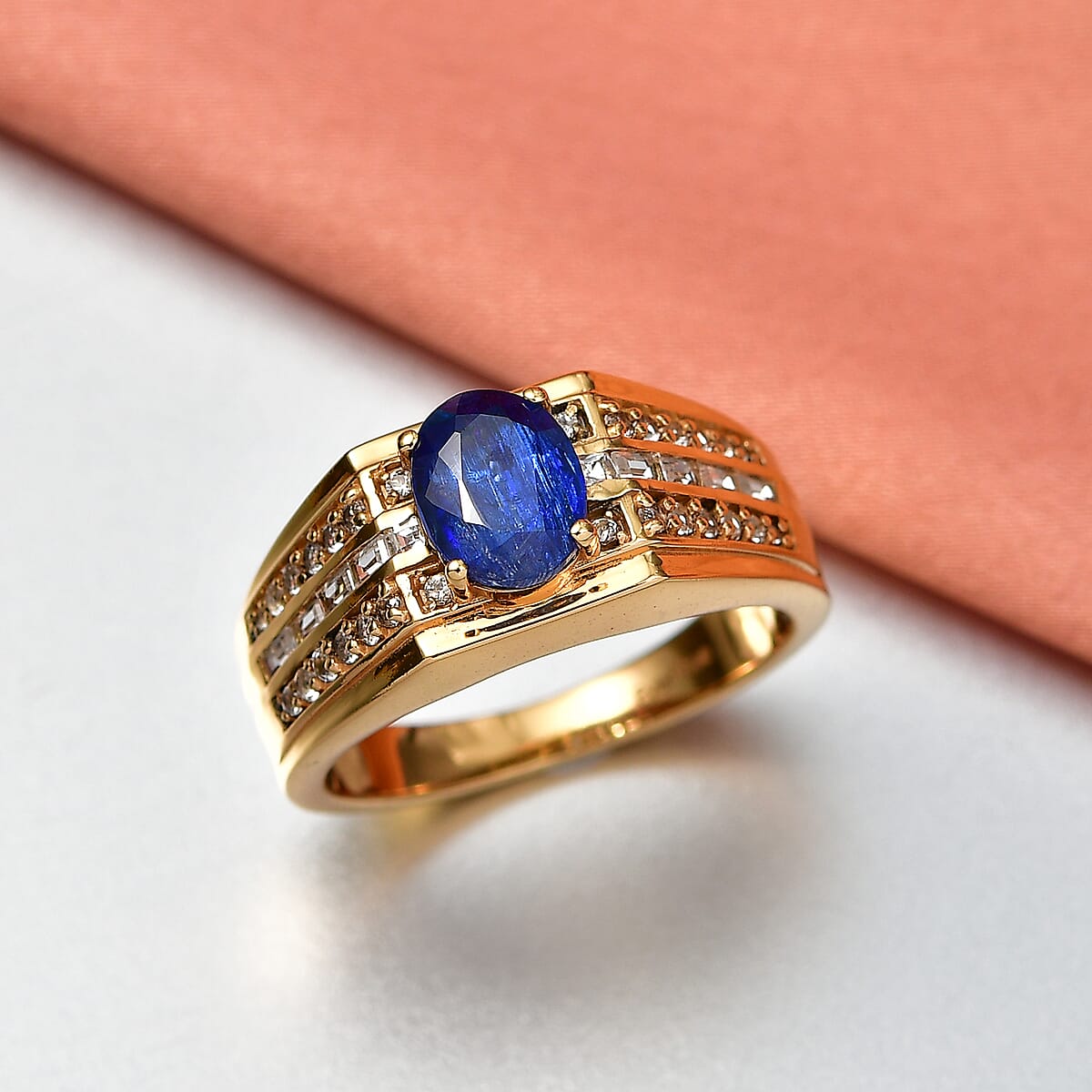 EverTrue Premium Kashmir Kyanite and White Topaz 3.75 ctw Men's Ring in 18K YG Plated (Size 12.0) image number 1