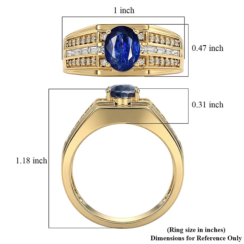EverTrue Premium Kashmir Kyanite and White Topaz 3.75 ctw Men's Ring in 18K YG Plated (Size 12.0)