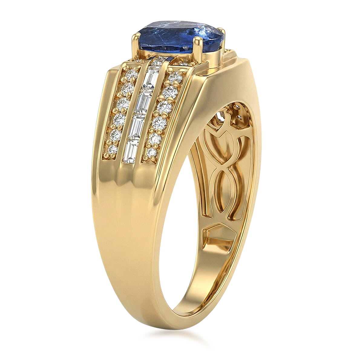 EverTrue Premium Kashmir Kyanite and White Topaz 3.75 ctw Men's Ring in 18K YG Plated (Size 14.0) image number 3